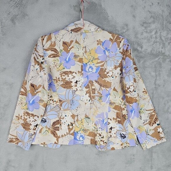 Vintage Adriana Papell Jacket Womens Size 8P Floral Print Silk Collared Open - Picture 6 of 6